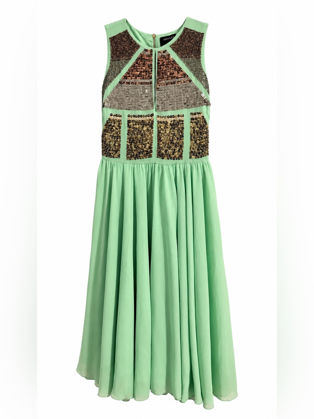 Mangano Italian Mint Green Sequin Embellished Bach Dress IT 42 US 6